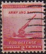 z vendido USA 1940 Scott 900 Sello Cañon Antiaéreo Defensa Nacional Armada Usado